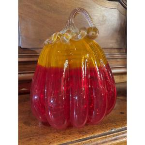 Large Two-tone Murano Glass Pumpkin Circa 1970