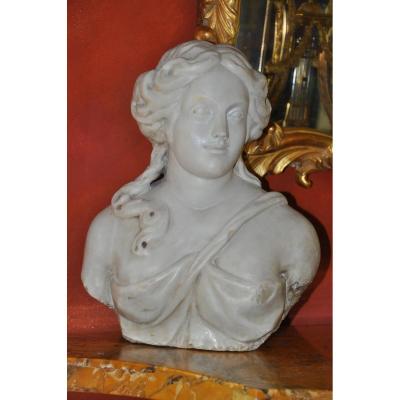 Woman Bust In Marble Louis XIV Period, Formant Term Or Cariatide