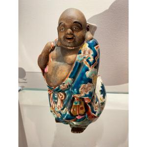 One Of The Immortal Gods Of Happiness, Japan Glazed Sandstone Soliflore Vase