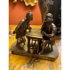 Les Joueurs De Cartes, Bronze Du XIX Eme Siècle 