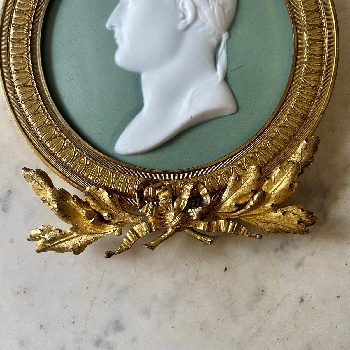 Andrieu, Médaillon Figurant Napoléon En Cesar, Biscuit Porcelaine Wedgwood époque Empire XIXe -photo-4