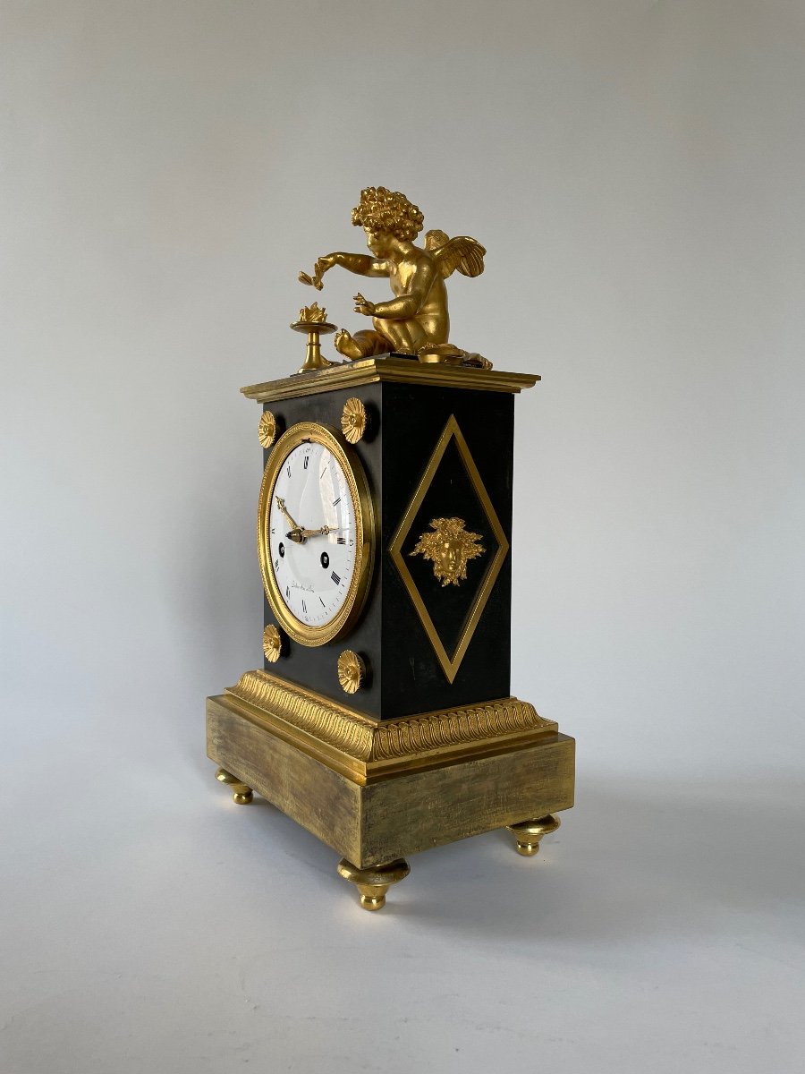 Love Clock From The Directoire Empire Gilt Bronze Dubuc Aîné Circa 1800 End Of The 18th Century-photo-3