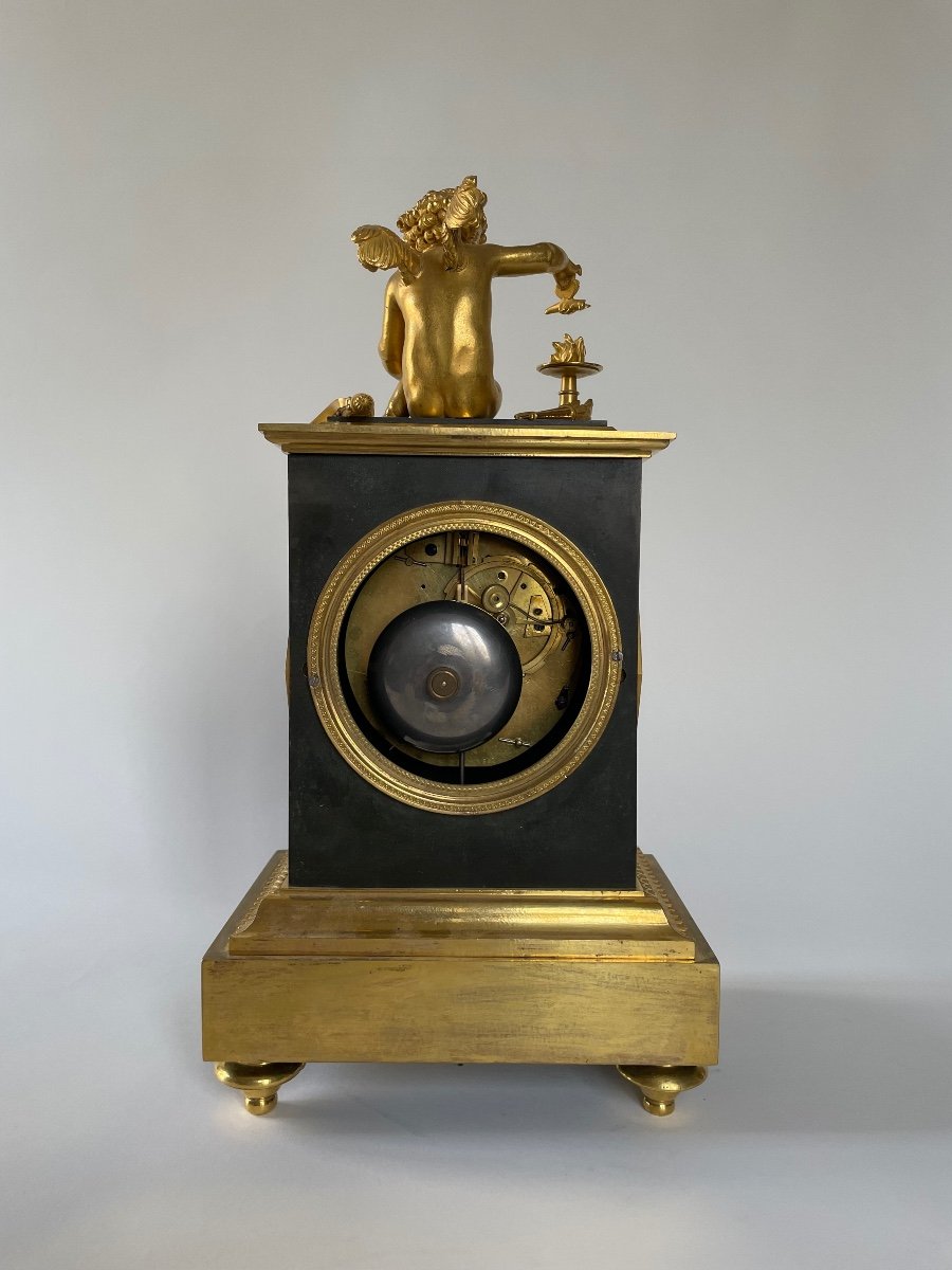 Love Clock From The Directoire Empire Gilt Bronze Dubuc Aîné Circa 1800 End Of The 18th Century-photo-4