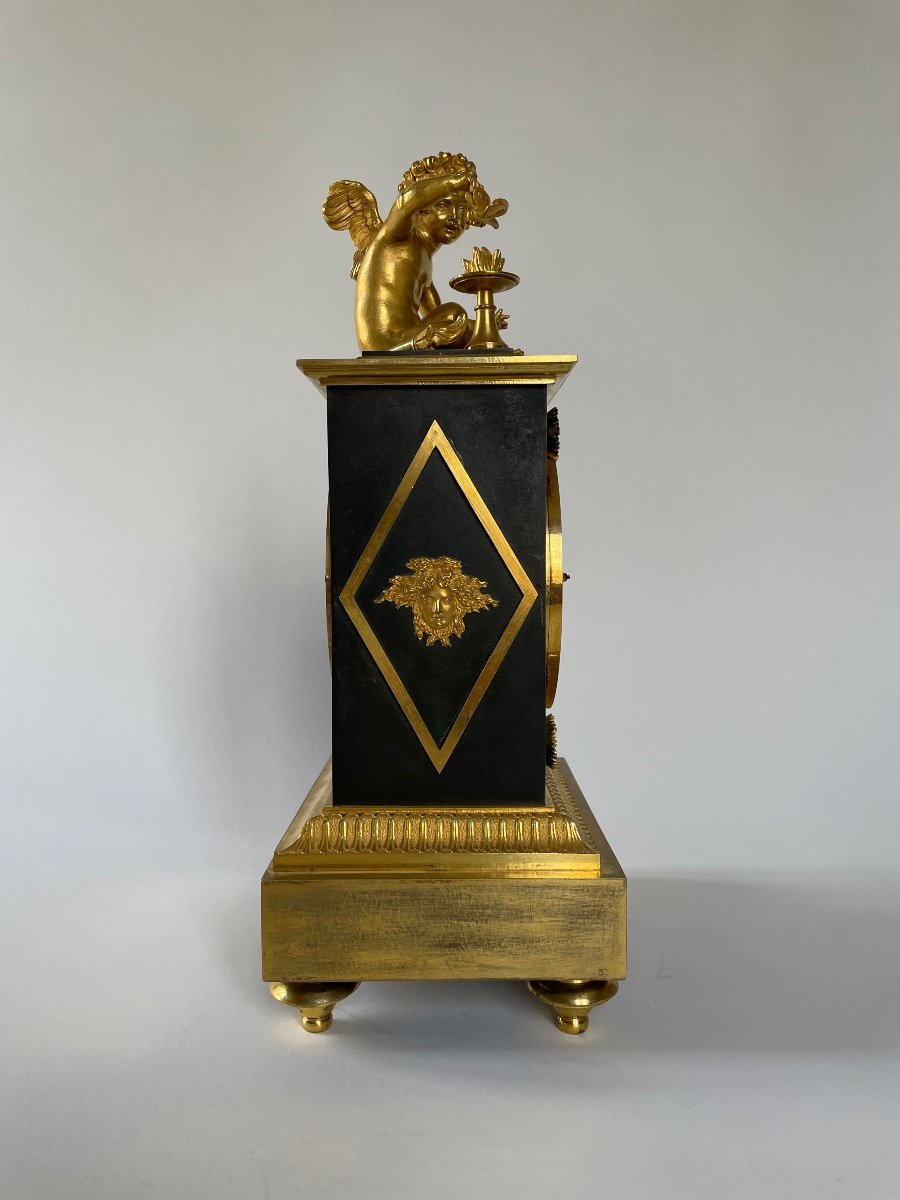 Love Clock From The Directoire Empire Gilt Bronze Dubuc Aîné Circa 1800 End Of The 18th Century-photo-2