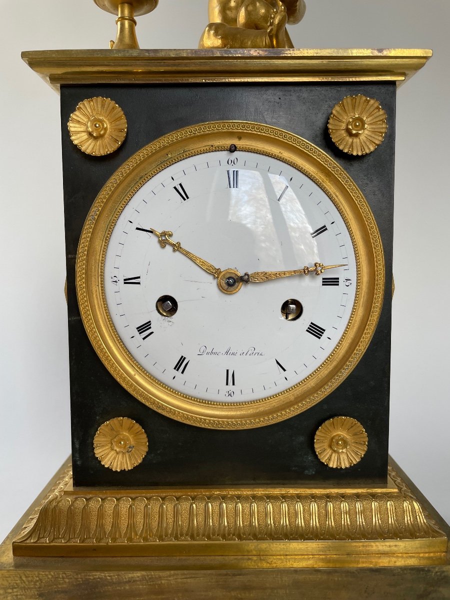 Love Clock From The Directoire Empire Gilt Bronze Dubuc Aîné Circa 1800 End Of The 18th Century-photo-3