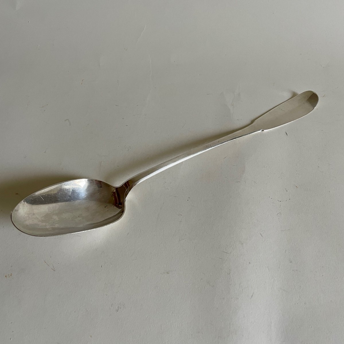 Joseph Agard Important Pot Spoon / Community / Stew In Silver Paris 1747 18th Century-photo-3