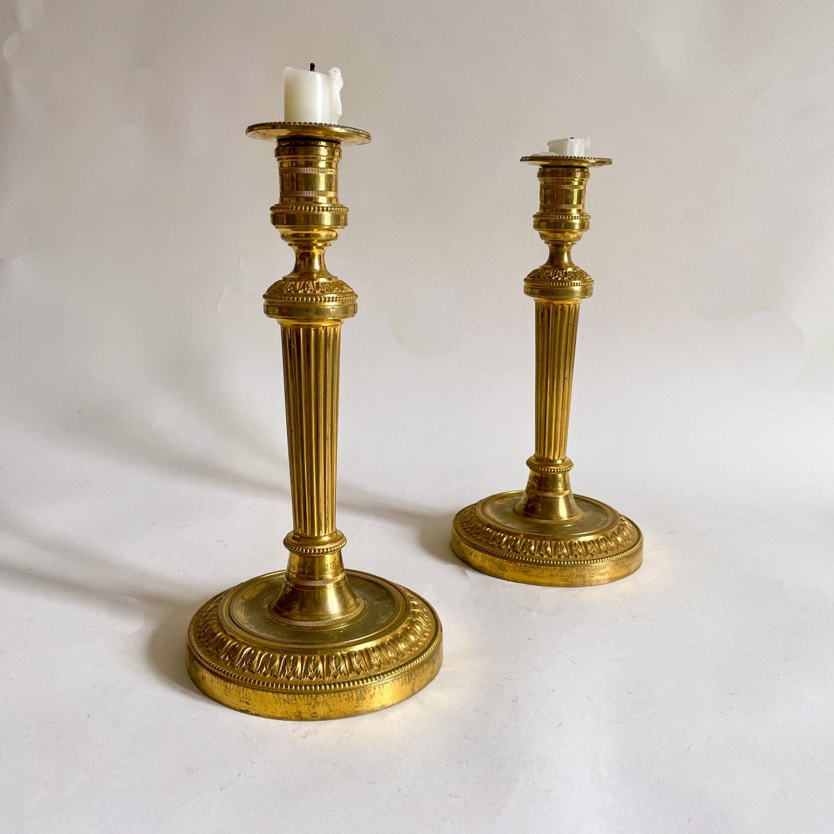 Claude Galle Pair Of Flambeaux Candlesticks Louis XVI Directoire Period Gilt Bronze Late 18th Century-photo-2