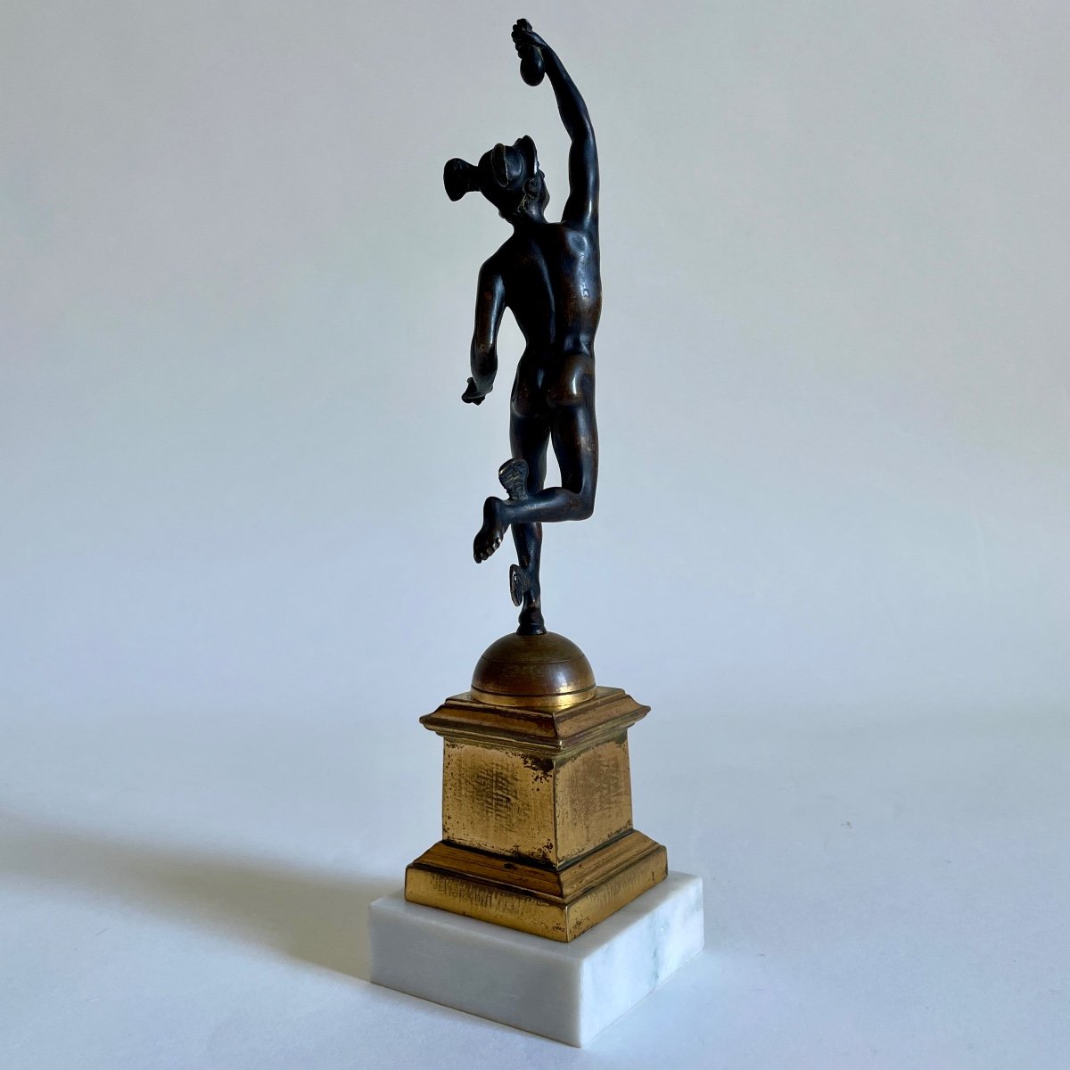 Mercure Statuette Bronze Patiné Et Doré époque Empire Début XIXe Siècle D’après Giambologna-photo-4