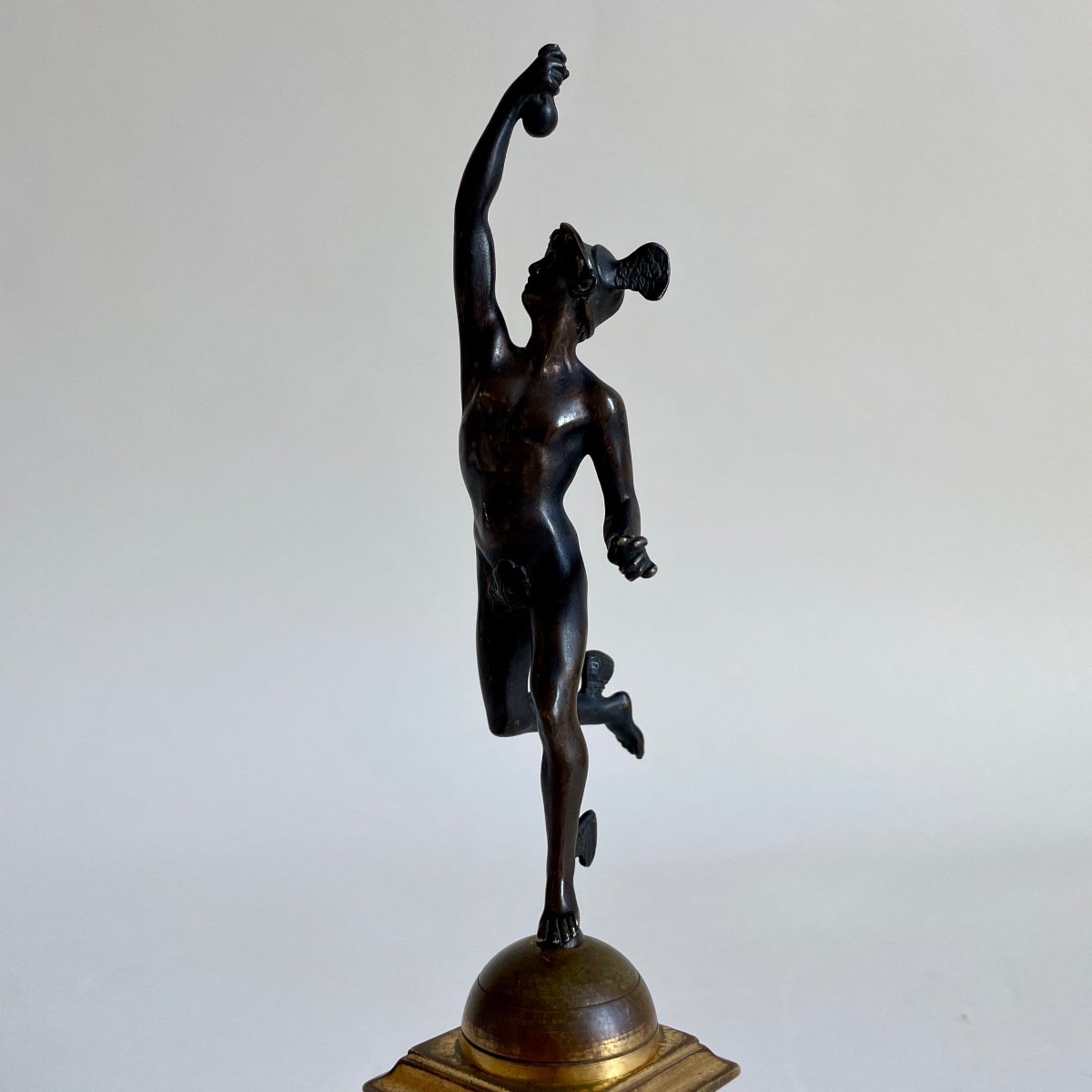 Mercure Statuette Bronze Patiné Et Doré époque Empire Début XIXe Siècle D’après Giambologna-photo-3