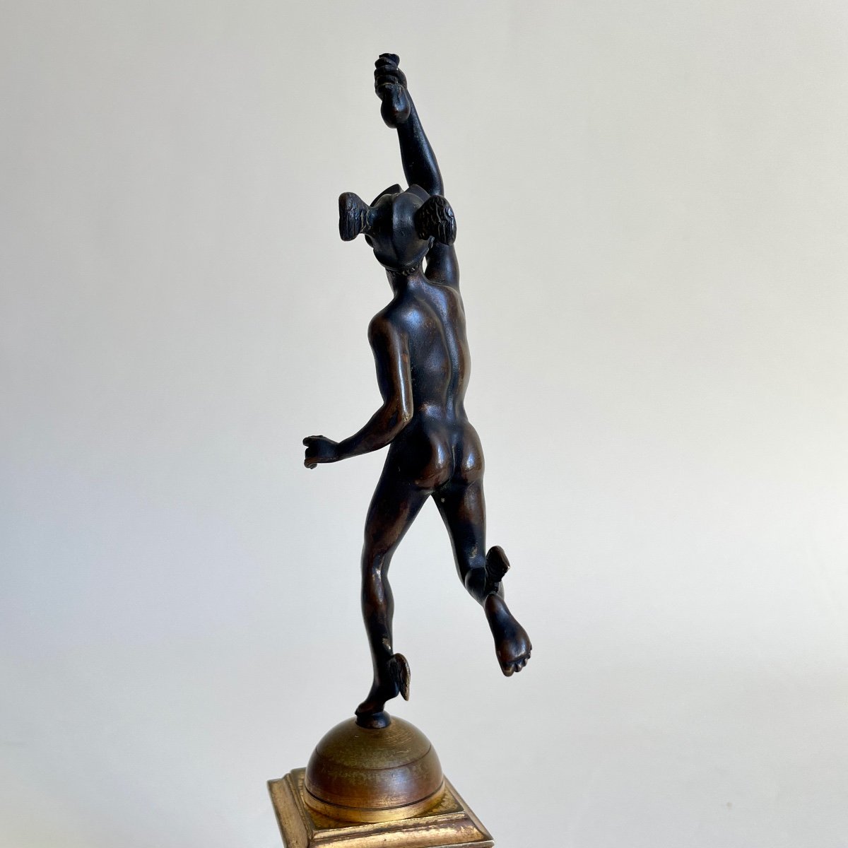 Mercure Statuette Bronze Patiné Et Doré époque Empire Début XIXe Siècle D’après Giambologna-photo-4