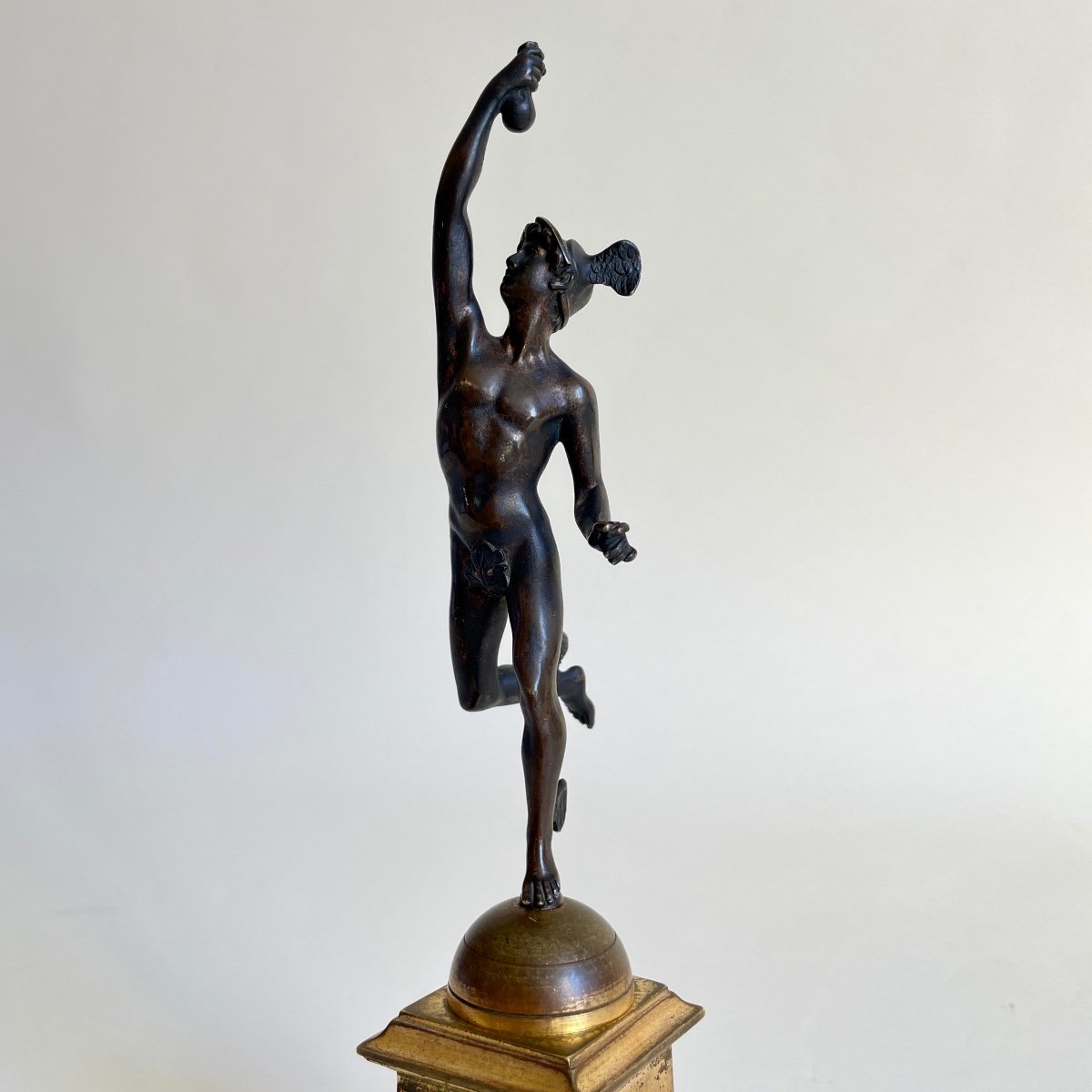 Mercure Statuette Bronze Patiné Et Doré époque Empire Début XIXe Siècle D’après Giambologna-photo-5