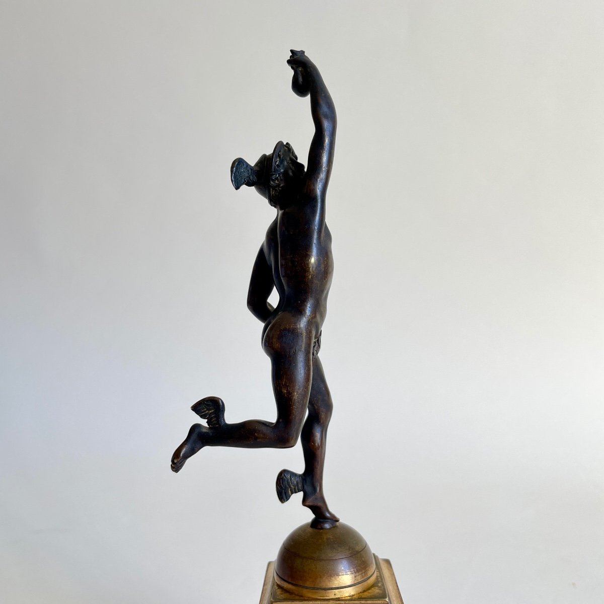 Mercure Statuette Bronze Patiné Et Doré époque Empire Début XIXe Siècle D’après Giambologna-photo-6