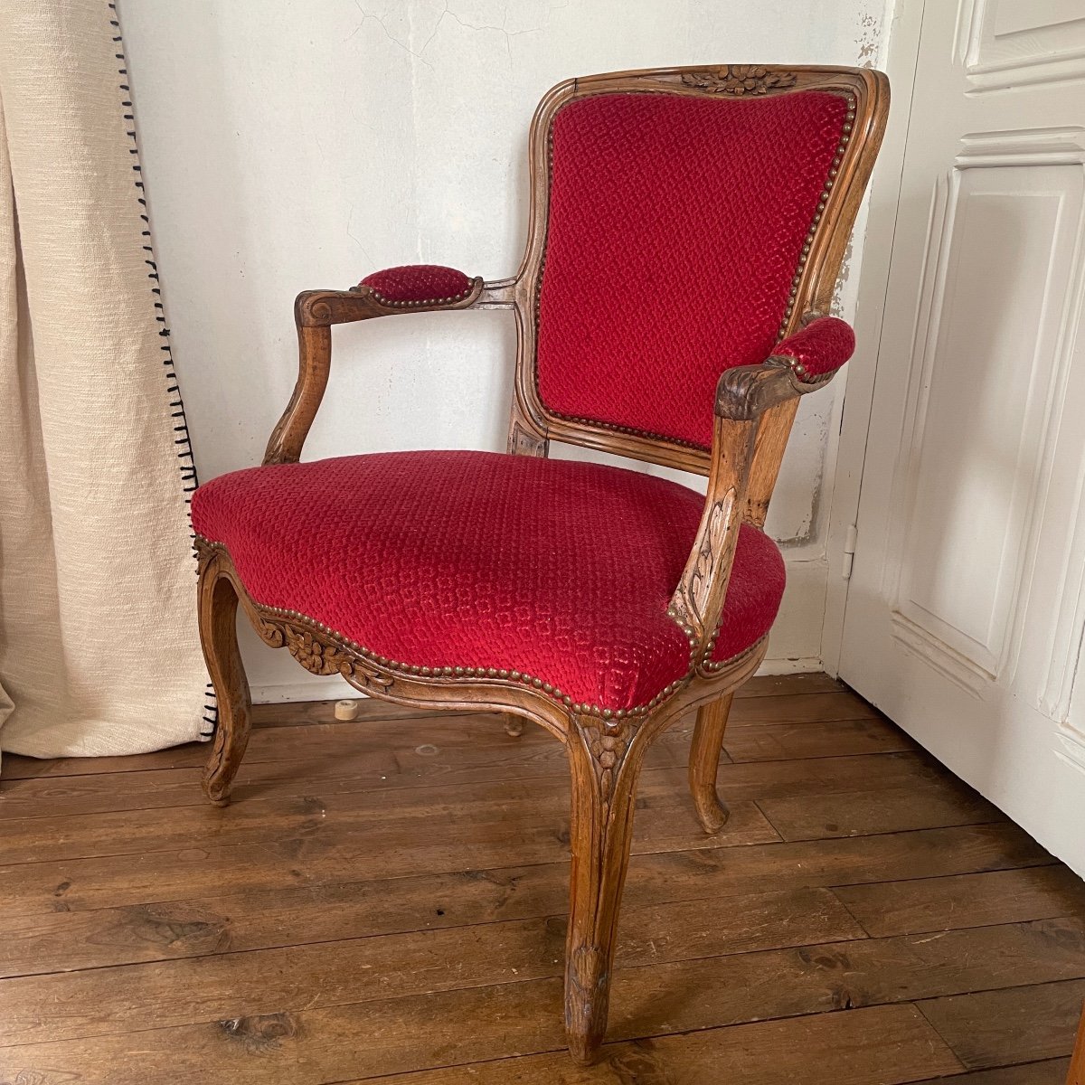 Fauteuil Cabriolet En Noyer D’époque Louis XV XVIIIe Siècle Lyon Vallée Du Rhône-photo-2