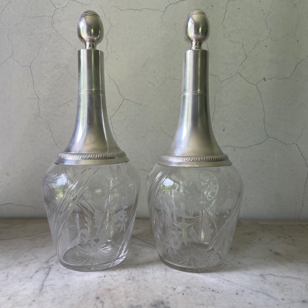 Baccarat Carafe Cristal Et Argent époque Napoléon III XIXe Siècle Minerve -photo-2