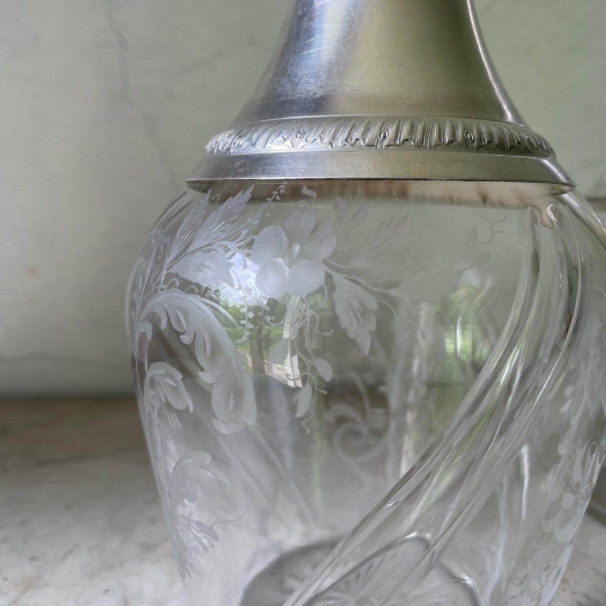 Baccarat Carafe Cristal Et Argent époque Napoléon III XIXe Siècle Minerve -photo-3