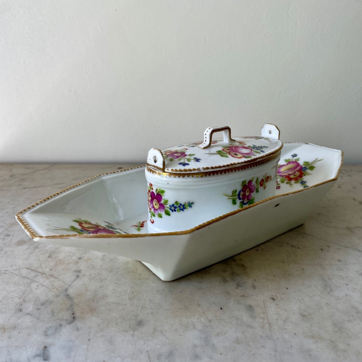 Manufacture De Boissettes Porcelain Butter Dish Louis XVI Period 18th Century-photo-2