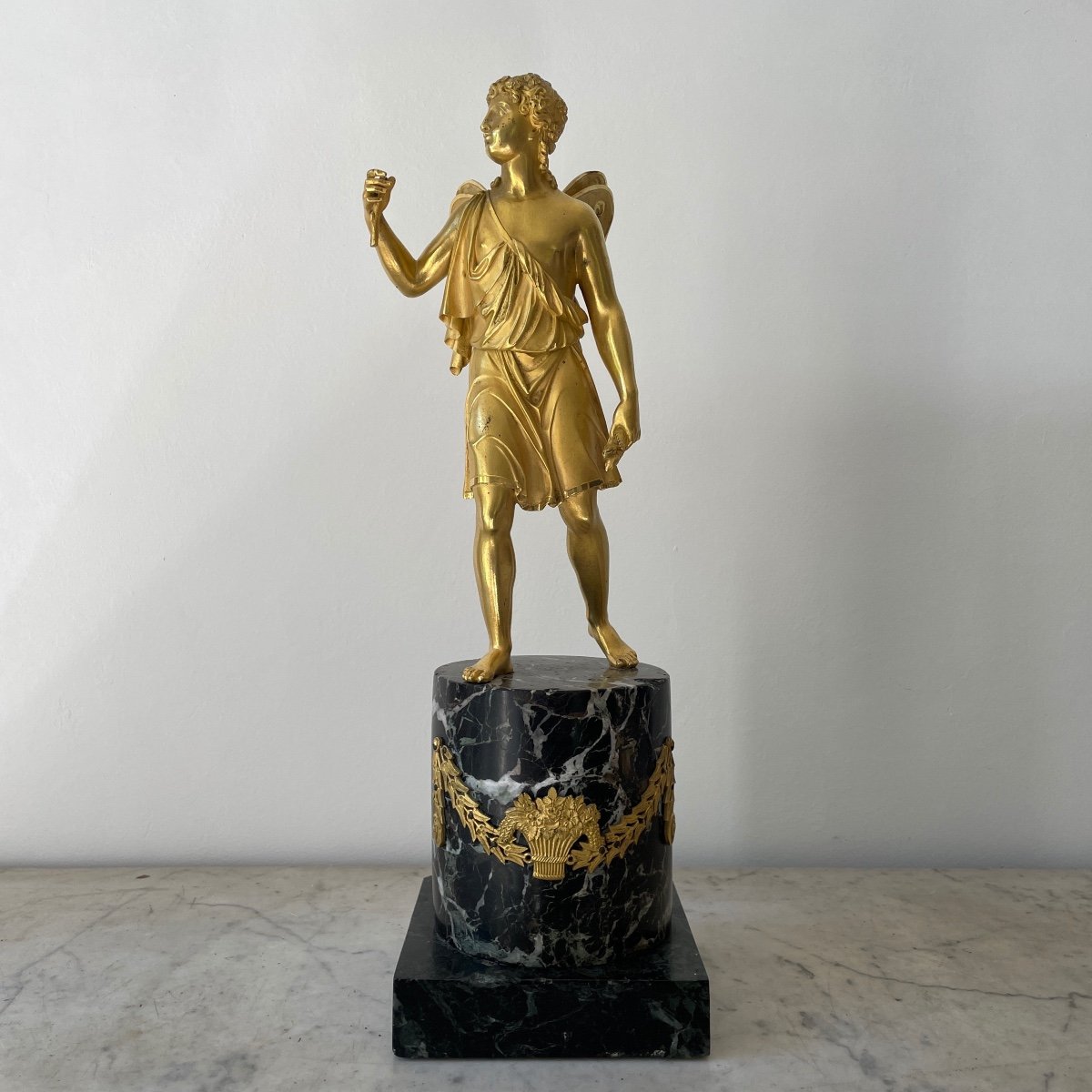 Eros Important Statuette Gilded Bronze Empire Period Marble Early 19th Century Thomire Duterme & Cie-photo-2