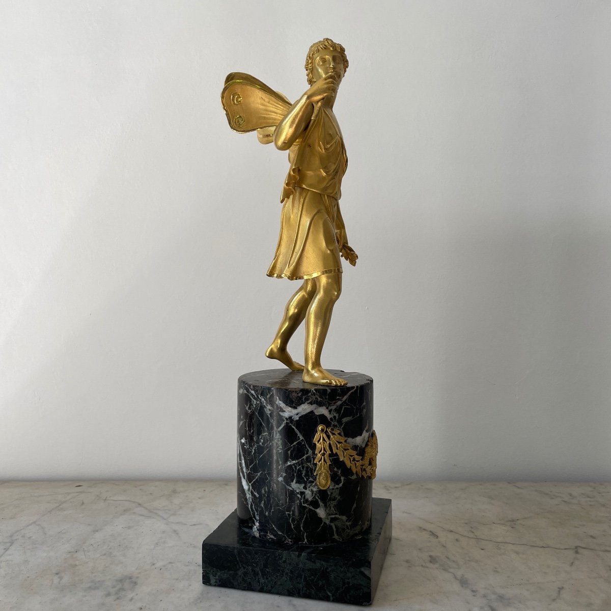 Eros Important Statuette Gilded Bronze Empire Period Marble Early 19th Century Thomire Duterme & Cie-photo-3