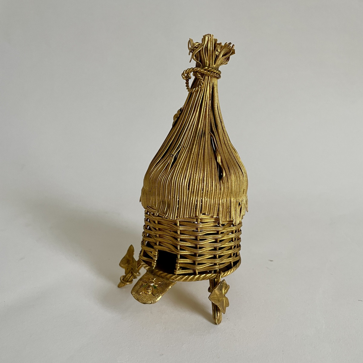 Empire Style Beehive Cellar Scent Perfume Bottle Napoleon III Gilt Bronze 19th Century -photo-4