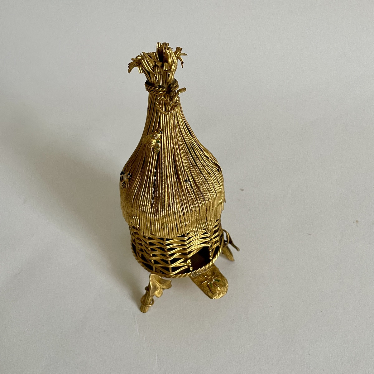 Empire Style Beehive Cellar Scent Perfume Bottle Napoleon III Gilt Bronze 19th Century -photo-4