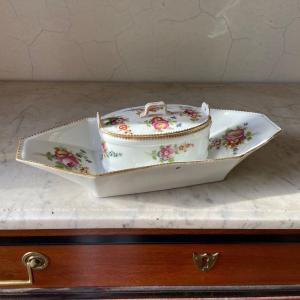Manufacture De Boissettes, Porcelain Butter Dish With Flower Decor, Louis XVI XVIIIth Period