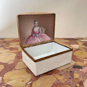 Meissen Allemagne Boîte Tabatière Porcelaine époque Louis XV XVIIIe Siècle 