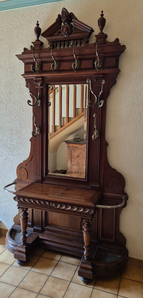 Napoleon III Coat Rack 19th In Solid Oak 