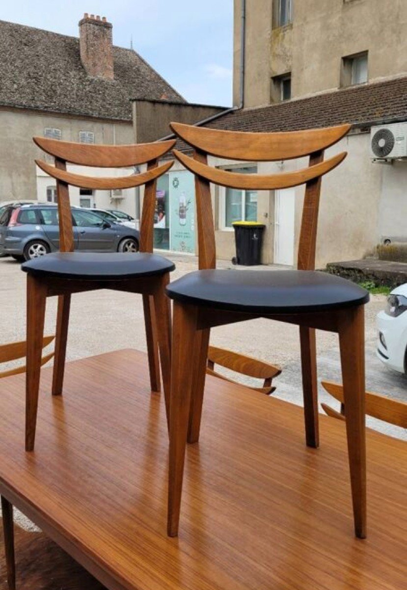 Salle à Manger Scandinave, 6 Chaises Et Table à Rallonges 1950s Vintage -photo-6