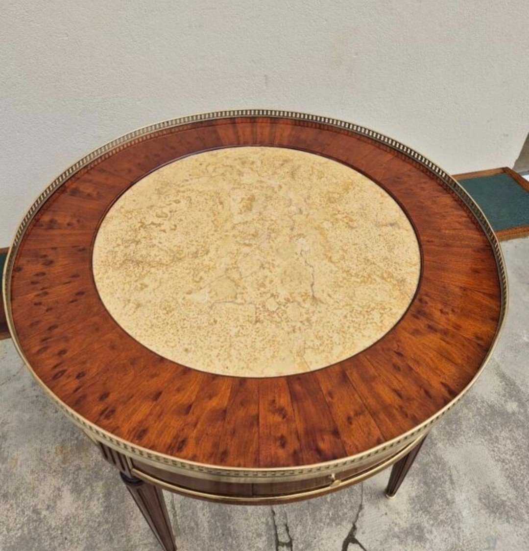 Louis XVI Style Acoujou Hot Water Bottle Table In Marquetry And Bronze-photo-3