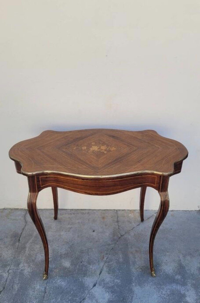 Middle Office Table In Violin Shape Napoleon III 19th In Marquetry 