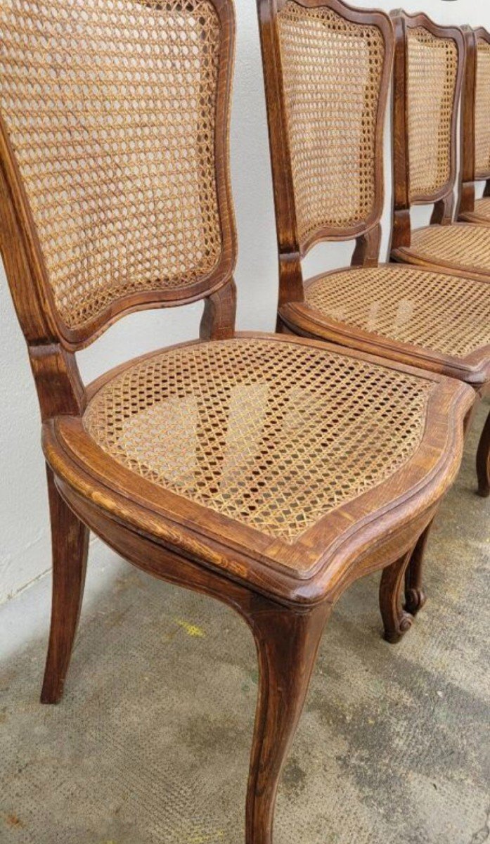 Set Of 6 Old Louis XV Style Cane Chairs -photo-1