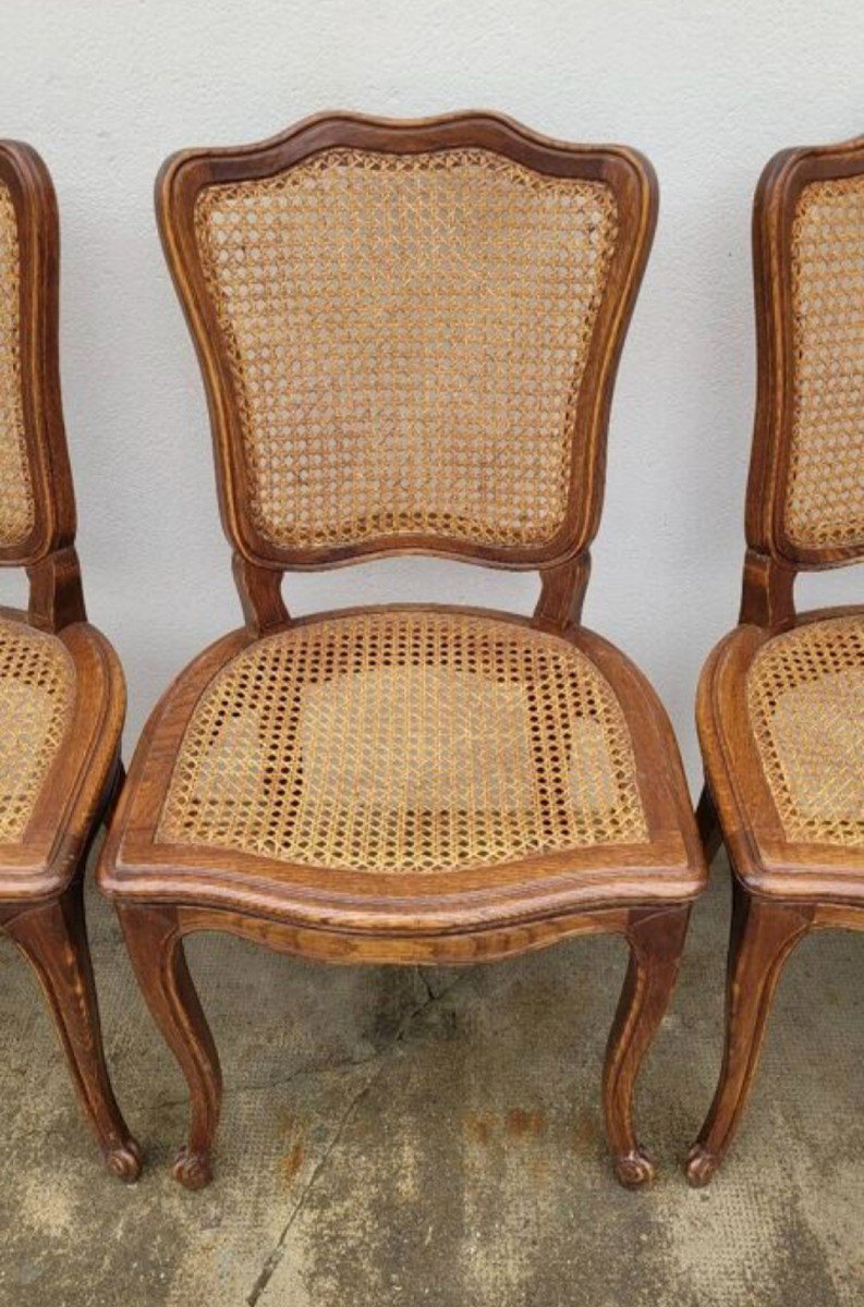 Set Of 6 Old Louis XV Style Cane Chairs -photo-2