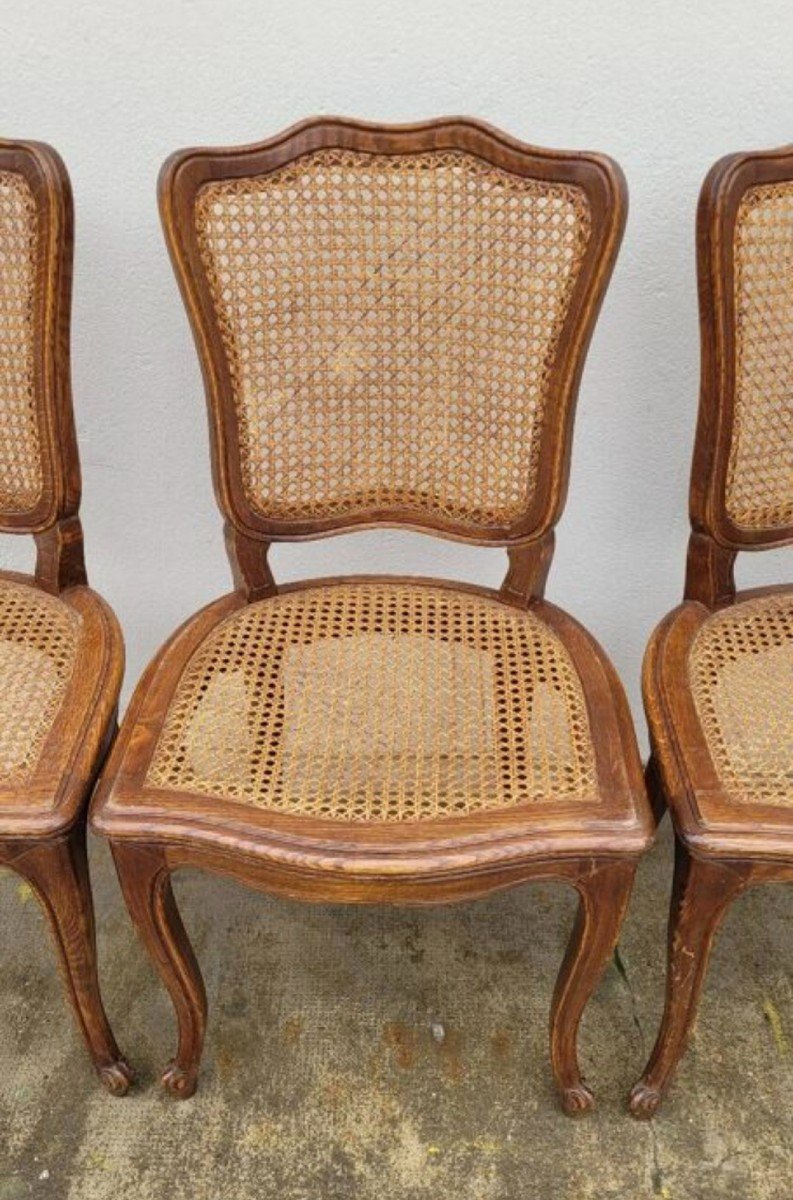 Set Of 6 Old Louis XV Style Cane Chairs -photo-4