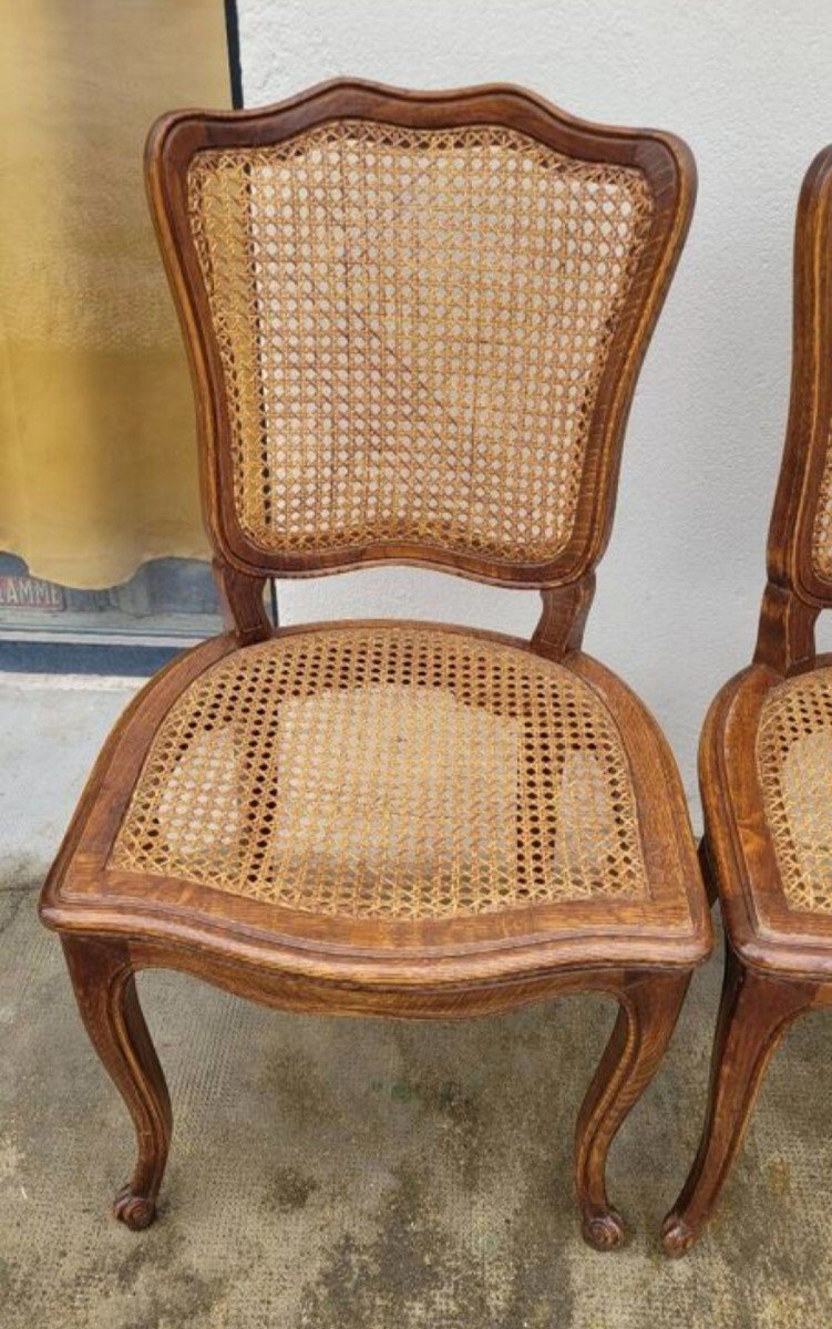 Set Of 6 Old Louis XV Style Cane Chairs -photo-5