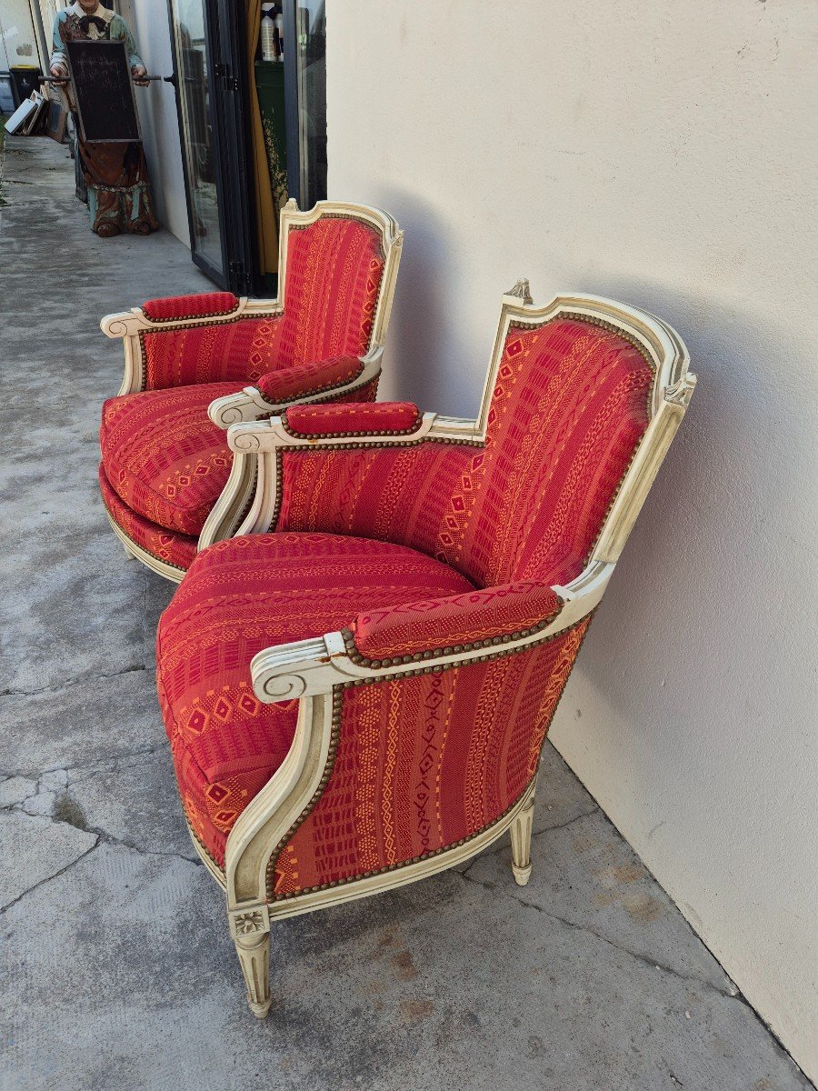 Pair Of Louis XVI Style Bergère Armchairs-photo-4