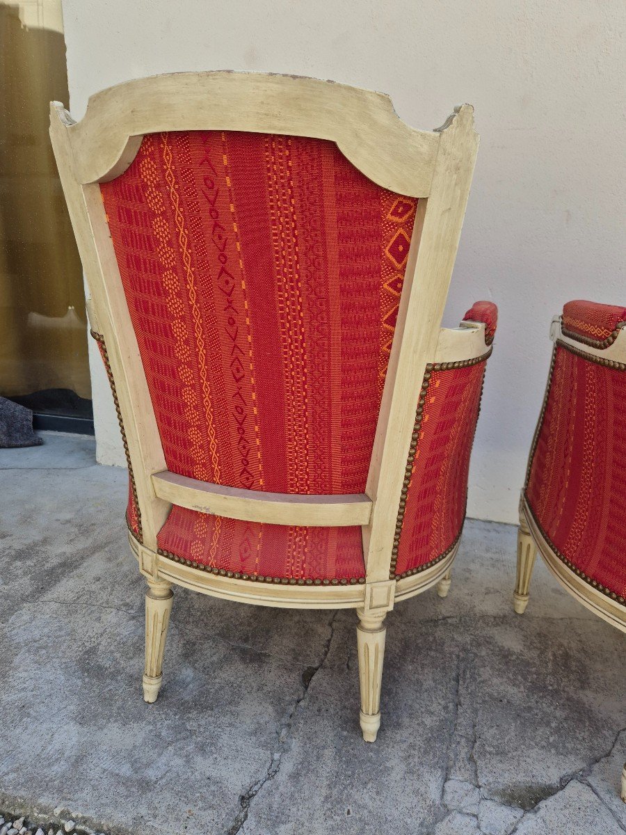 Pair Of Louis XVI Style Bergère Armchairs-photo-7