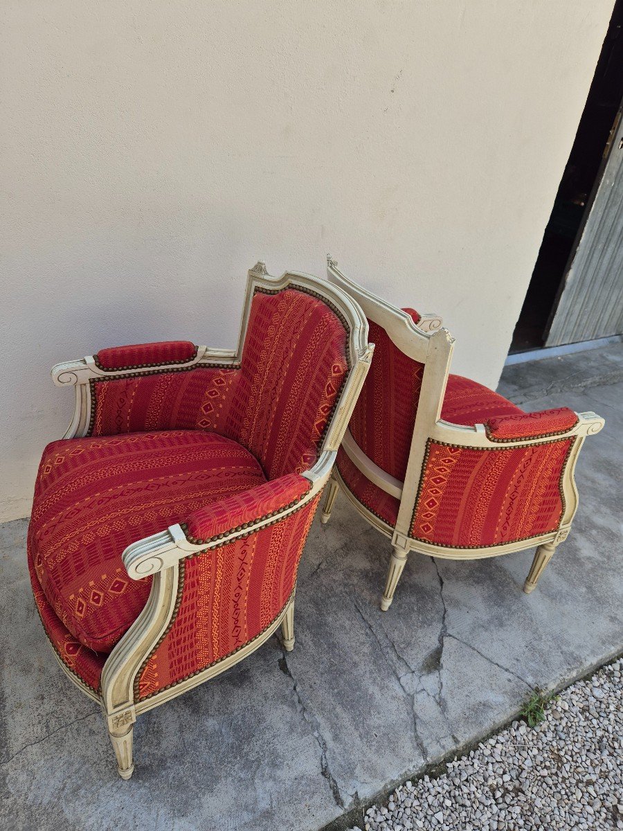 Pair Of Louis XVI Style Bergère Armchairs-photo-8