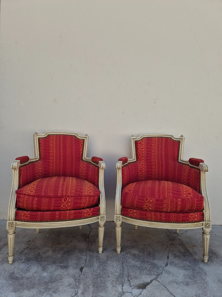 Pair Of Louis XVI Style Bergère Armchairs