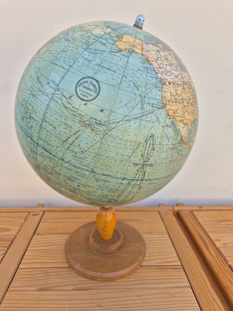 Terrestrial Globe World Map "gérard Barrière Et Thomas" Paris 1930s Period-photo-2