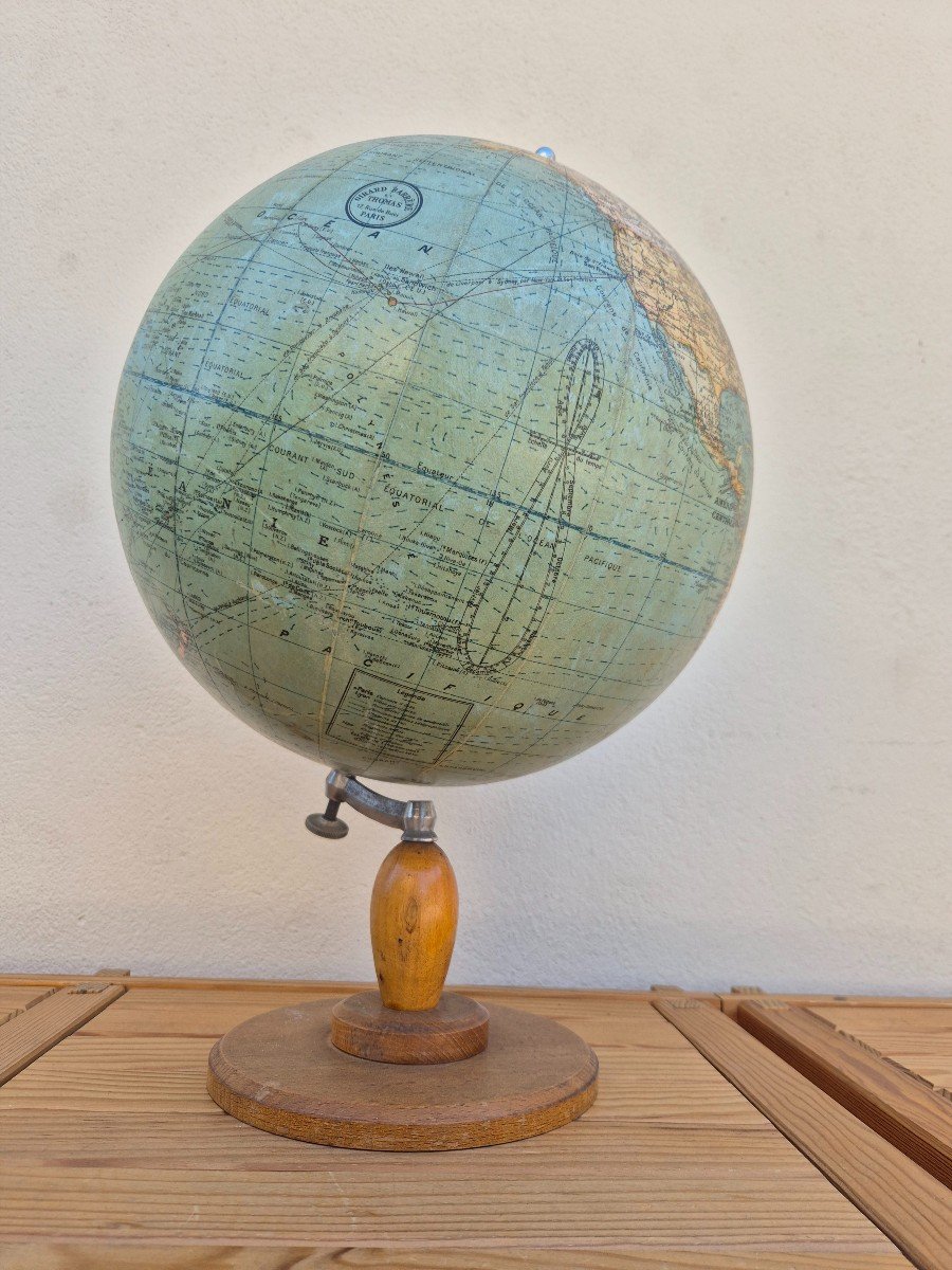 Terrestrial Globe World Map "gérard Barrière Et Thomas" Paris 1930s Period