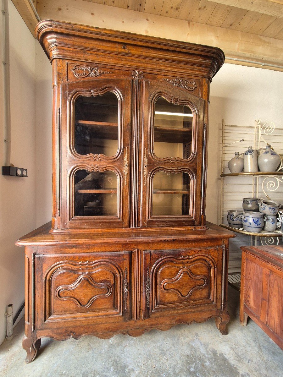  Exceptional And Rare Two-body Buffet In Solid Oak, Louis XV Period.