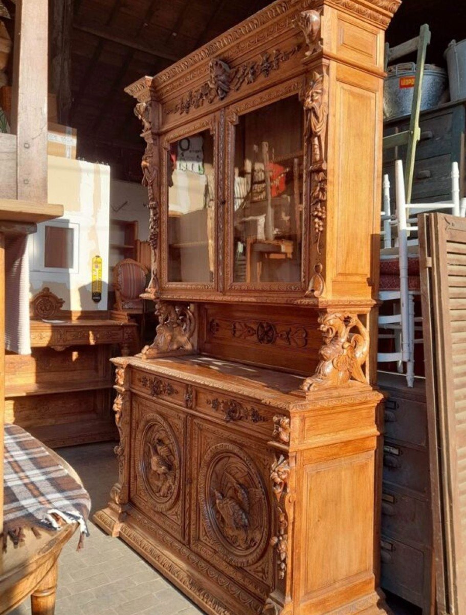 Magnificent Extendable Table, Henri II Style, Napoleon III Period. In Solid Oak-photo-8