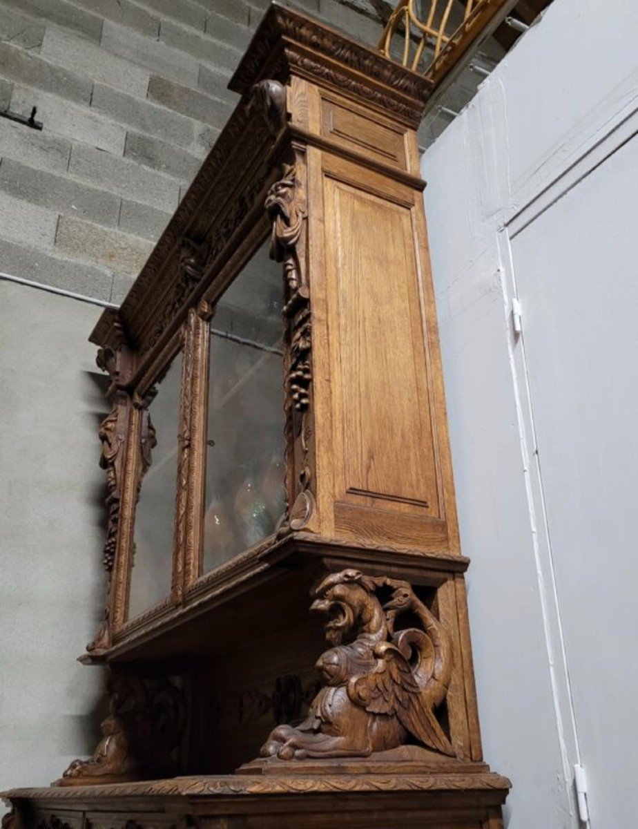 Rare Imposing Buffet Two Hunting Bodies Richly Decorated With Hunting Scenes Henri II Style-photo-8