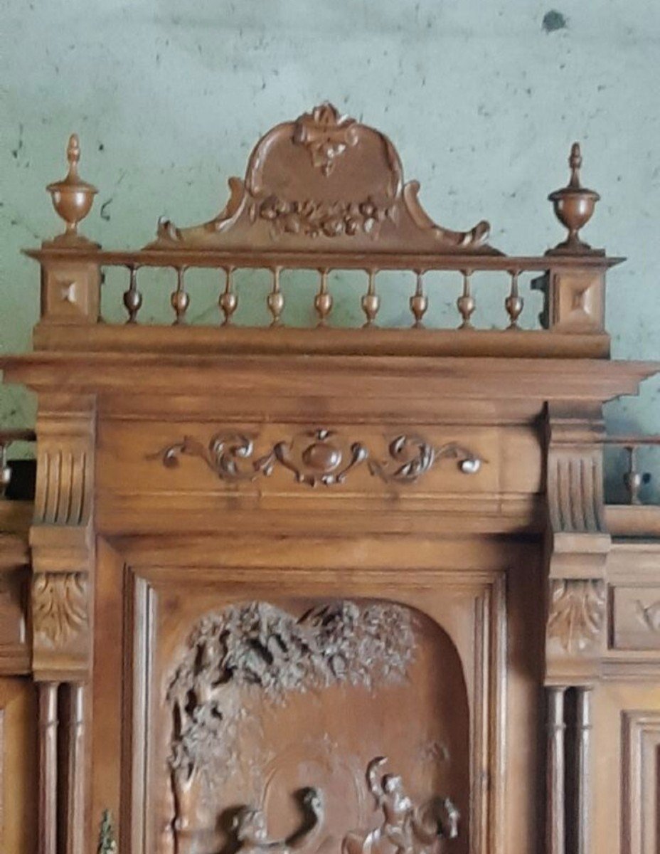 Large Two-body Buffet In Henri II Style In Solid Walnut From The 19th Century -photo-8