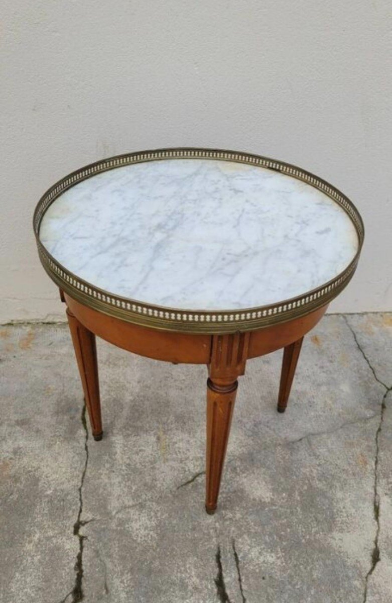 Antique Louis XVI Style White Marble Bouillotte Coffee Table -photo-3