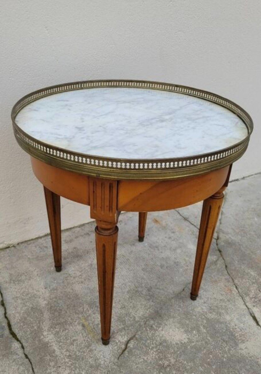 Antique Louis XVI Style White Marble Bouillotte Coffee Table -photo-4