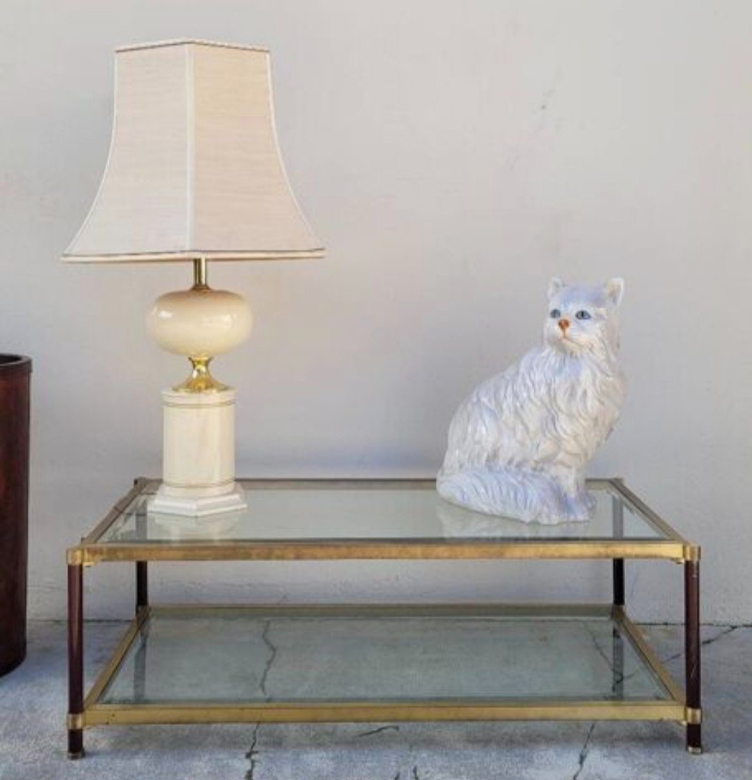 Elegant Brass Coffee Table In The Style Of Maison Jansen, 1970s-photo-3