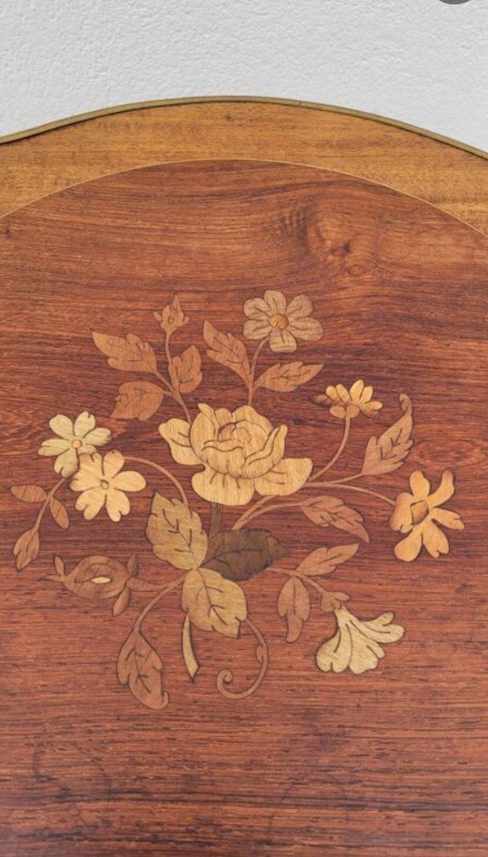 Élégant Guéridon Selette Ou Table d'Appoint De Style Louis XV En Marqueterie Et Bois De Roses -photo-1