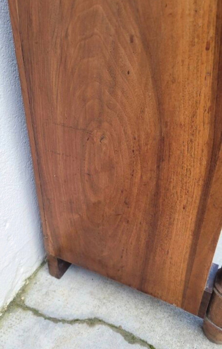 Elegant Empire Period Bedside Table Or Nightstand With Detached Columns In Walnut 19th Century -photo-7