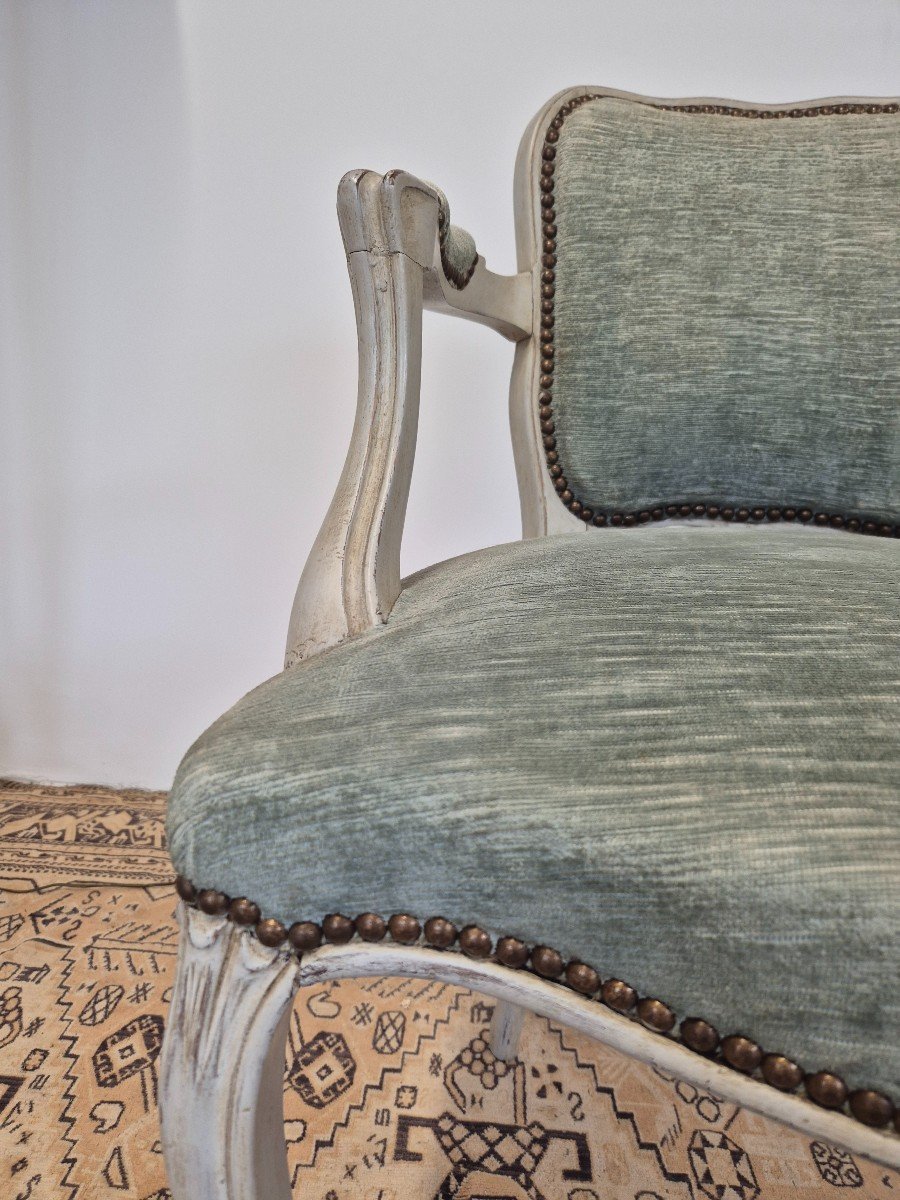 Magnificent Louis XV Style Cabriolet Armchair In Patinated Wood, Very Trendy, Stable And Robust.-photo-2